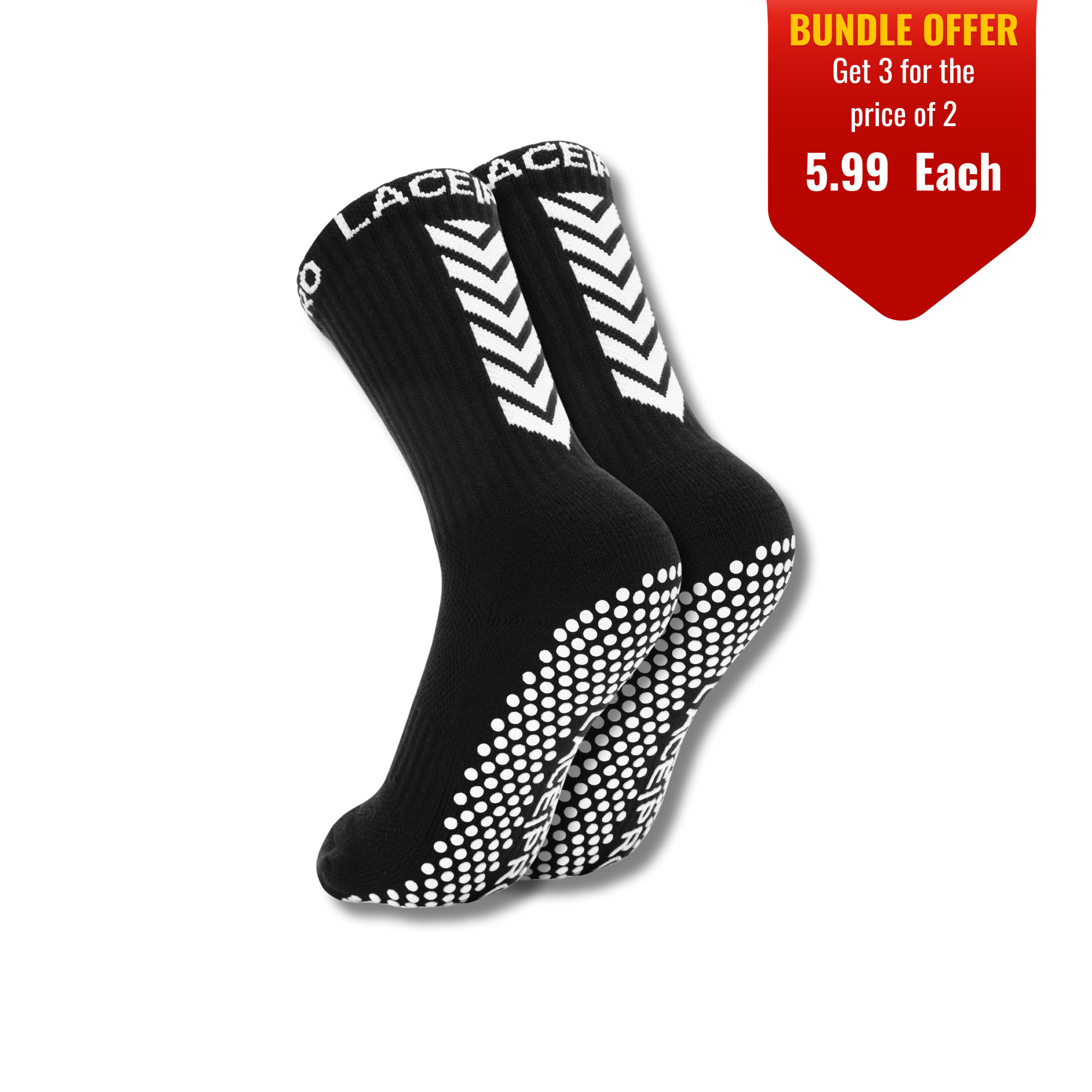 Lace Pro Sports Grip Socks Black