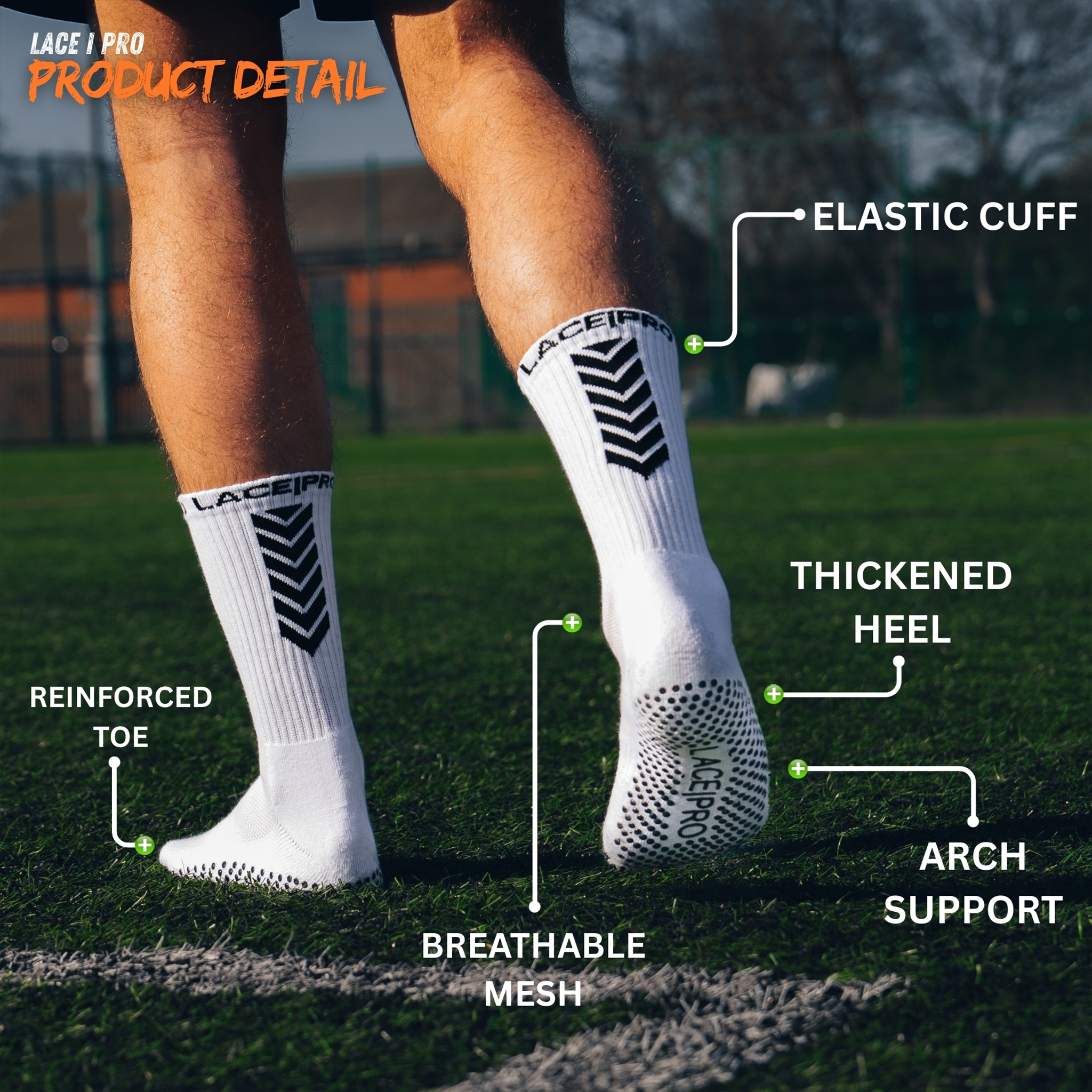 Lace Pro Sports Grip Socks White